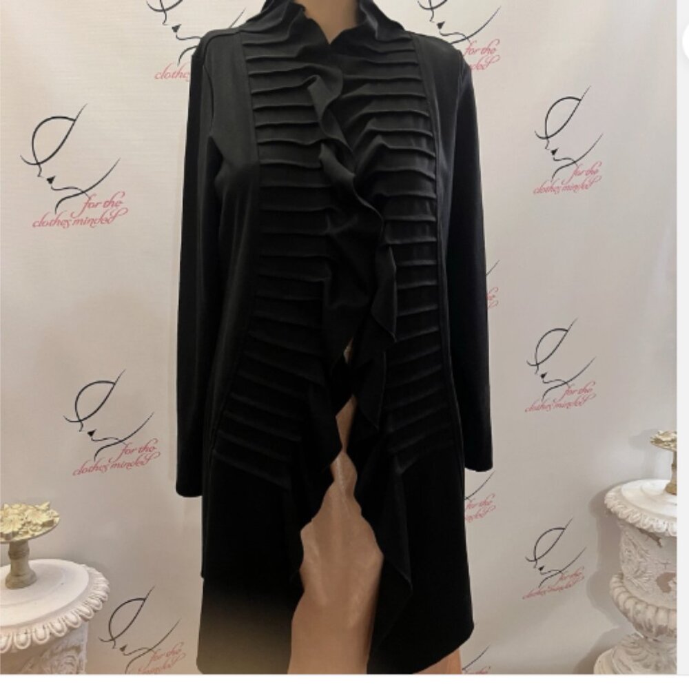 Multiples. Size S. Pleated Ruffle Open Front Dust… - image 1